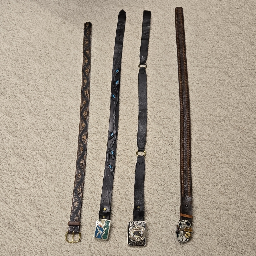 Black and Brown Leather Belts Set